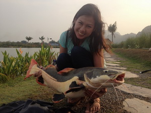lady fishing thailand