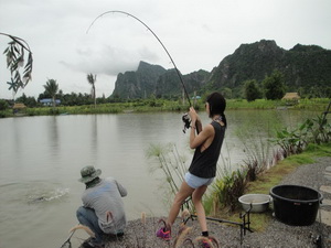 fishing in Thailand at Jurassic fishing park